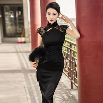 司藤同款蕾絲復古小禮服改良旗袍