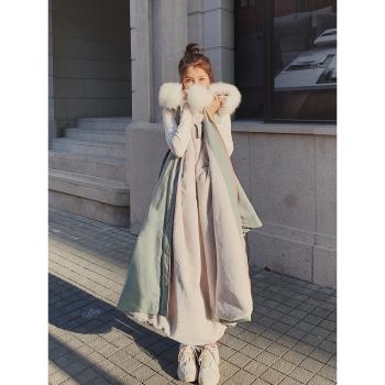 超長派克棉服女到腳踝大碼今年流行冬裝新款加絨加厚工裝棉衣外套