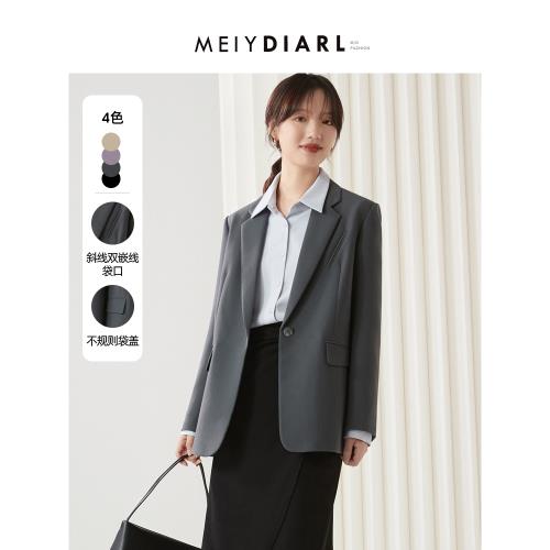 灰色西裝外套女小個子休閑職業套裝國考面試高級西服2025春季新款