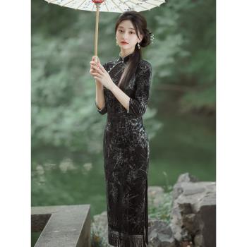 絲絨年輕款日常老上海復古旗袍