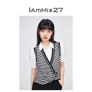 IAmMIX27波紋泡泡袖上衣針織衫