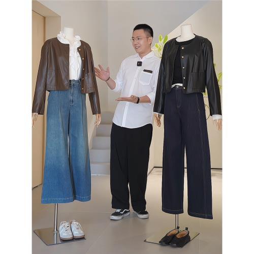 杰唯卡 短款皮衣外套女2026春季新款長袖圓領小個子高級感夾克