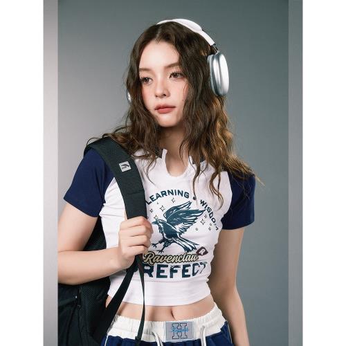 【梗豆物語】哈利波特聯名款t恤上衣女緊身美式顯瘦百搭甜辣短款