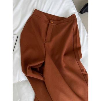 美拉德橘色秋季氣質高級感西裝褲