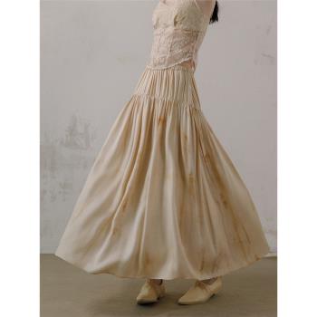 MURMURMI 設計師品牌 自制兩色高腰a字半身裙長款傘裙