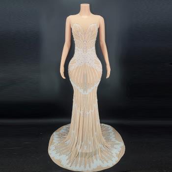 Novance Rhinestone Translucent Diamond Gown Prom Dress