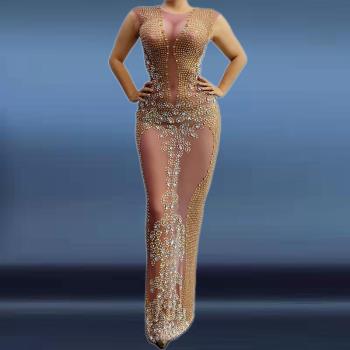 Novance New Arrival Diamond Sequin Mesh Birthday Dress