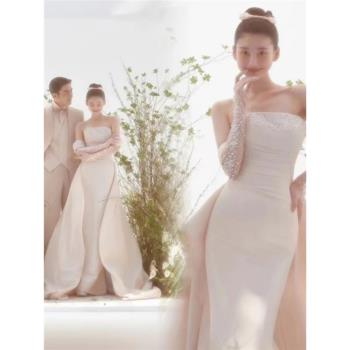 韓式2023新款主題輕婚紗簡約戶外旅拍高定服裝影樓拍照攝影禮服