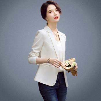 外套女白色韓版修身短款小西裝
