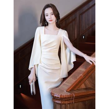 名媛小眾高階感主持長袖晚禮服