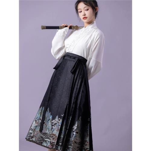 宝相花 馬面裙 新中式 改良 日常 中華漢服 2点セット　H11＃ 宝相花 馬面裙 新中式 改良 日常 中華漢服 2点セット H11＃の通販 by