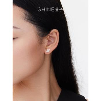 SHINE萱子飾品優雅精致銀杏葉閃耀水鉆耳釘組合耳飾一飾多戴新款