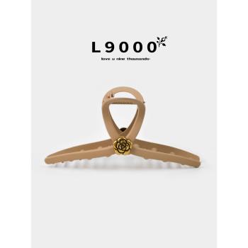 L9000/原創設計款山茶花抓夾金屬夾子精致高級感鯊魚夾后腦勺頭飾