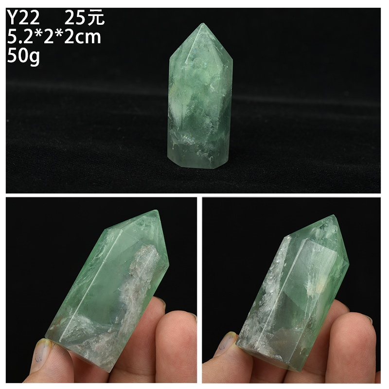天然水晶原石七彩螢石六棱柱礦物晶體礦石標本奇石寶石石頭小擺件|擺飾