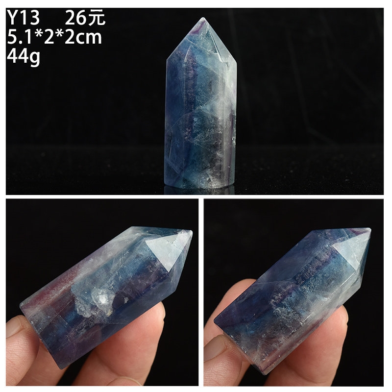天然水晶原石七彩螢石六棱柱礦物晶體礦石標本奇石寶石石頭小擺件|擺飾