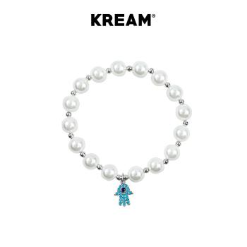 KREAM藍鉆法蒂瑪珍珠嘻哈女吊墜