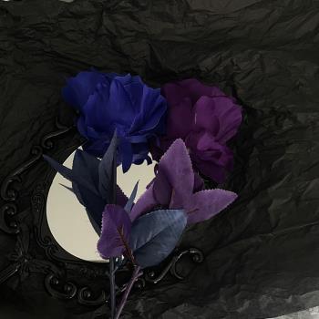怪物少女 暗黑系克萊因藍家居永恒玫瑰花假花仿真花擺件拍照道具