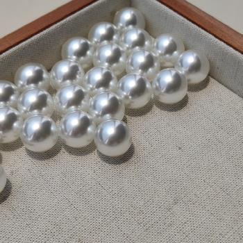 仿珍珠深海澳白色冷白色半孔散珠水晶玻璃珍珠圓珠DIY飾品配件528