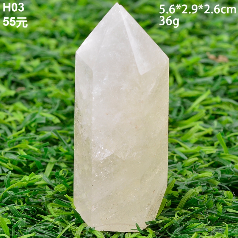黄水晶　原石　石柱 天然黃水晶六棱柱原石標本擺件水晶柱手把件礦物礦石家居桌面擺件|擺飾