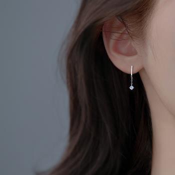 925純銀鋯石耳釘女2023新款爆款洋氣高級感氣質流蘇耳線鏈條耳環