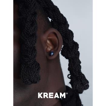 KREAM S925 純銀黑珍珠耳釘男嘻哈女同款