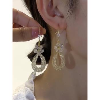 氣質時尚水晶女小眾設計流蘇耳環