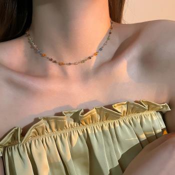 時尚水晶女小清新鎖骨鏈飾品串珠