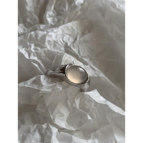 PAUSA ANN s925moon月亮白瑪瑙戒指