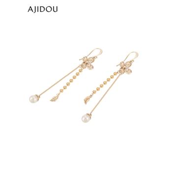 AJIDOU阿吉豆桂語馨香系列優雅水晶珍珠流蘇耳環小眾設計感 高級