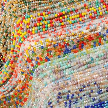 ins風混色玻璃切割水晶散珠DIY手鏈項鏈手作飾品配件手工串珠材料