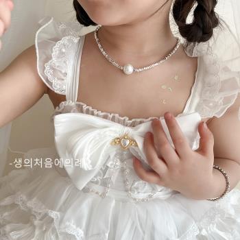 碎銀子珍珠兒童項鏈女童公主首飾寶寶飾品小女孩吊墜小孩配飾串珠