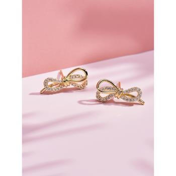 蝴蝶結耳釘女2023年新款潮韓國氣質網紅簡約小巧高級感耳環耳飾品