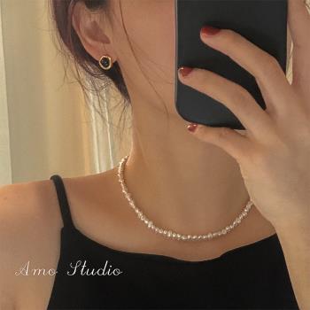 AMO小銀子天然不規則女珍珠項鏈