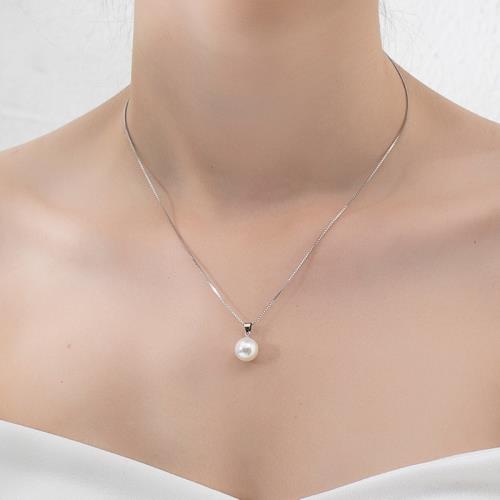 一顆珍珠吊墜項鏈配飾女簡約百搭S925銀鎖骨鏈時尚款毛衣鏈
