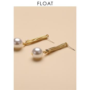 浮漾FLOAT高級感珍珠耳環少女長款氣質復古無耳洞耳夾耳飾925純銀