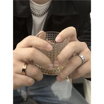 鈦鋼戒指小眾設計鑲鉆男女中性高級感歐美潮牌情侶對戒單身指環