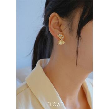浮漾FLOAT小眾設計感曲線皺褶耳環女氣質天然小珍珠925銀耳釘耳夾