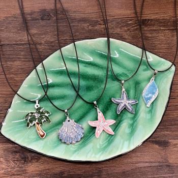 時尚陶瓷海星花朵女唯美鉆石項鏈