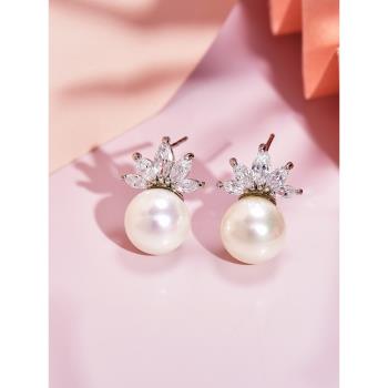 葉子仿珍珠耳環女高級感輕奢2023年新款潮氣質高級大氣耳飾配飾品