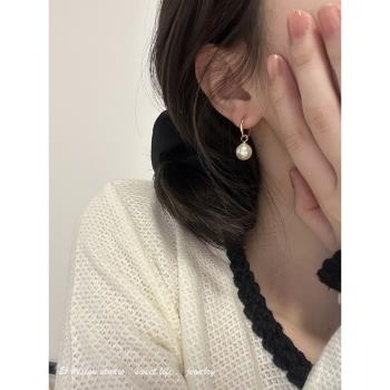 劉亦菲同款法式復古氣質珍珠耳環女輕奢小眾高級設計精致百搭耳飾