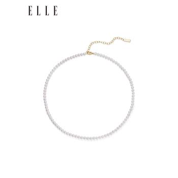 ELLE小米珠項鏈baby珍珠百搭時尚輕奢小眾甜美氣質高級抽繩鎖骨鏈