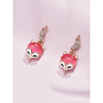 可愛小狐貍耳環女氣質韓國2023新款潮夏季耳墜高級感時尚耳飾耳釘