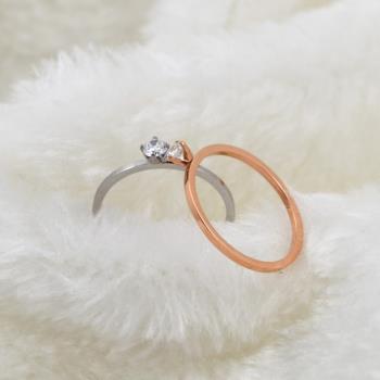 極細款女生單鉆鈦鋼鍍韓版戒指