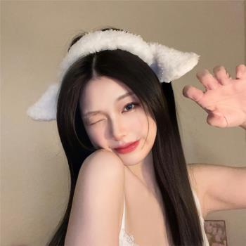小羊耳朵毛絨秋冬可愛洗臉發箍