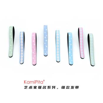 Kamipita日本粉色珠串發帶魔術貼