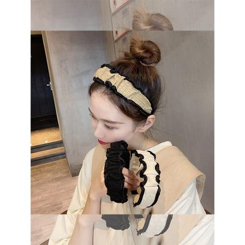 韓國小香風褶皺發箍甜美氣質碎發頭箍簡約寬邊發卡網紅新款發飾女