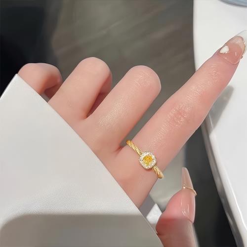 925純銀小方糖戒指女輕奢小眾設計2025年新款食指戒高級感開口戒