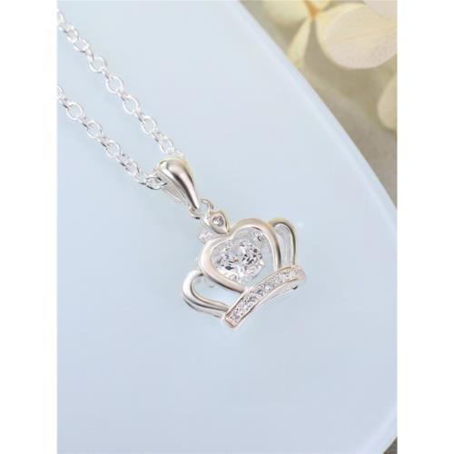 999純銀皇冠項鏈簡約個性小清新足銀鎖骨鏈韓版氣質時尚配飾女