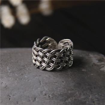 泰國清邁純銀復古編織個性女戒指