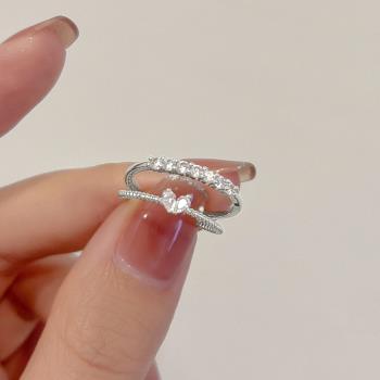愛心戒指女輕奢高級感2023新款爆款疊戴尾戒時尚個性小眾設計指環